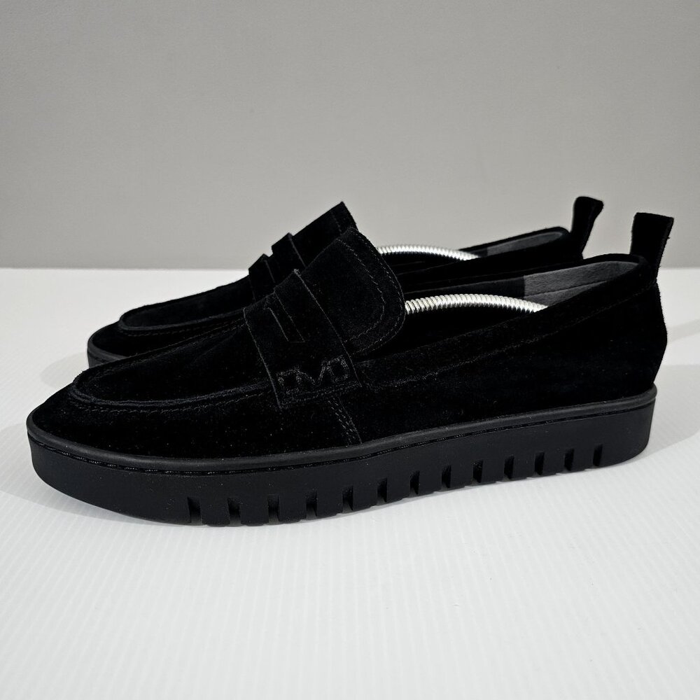 Vionic Uptown Slip On Penny Loafer Womens Sneaker Black Suede Leather Size 8